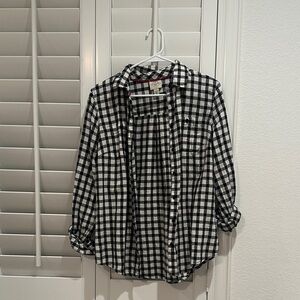 St. John's Bay Black and White Checkered Button Down Shirt